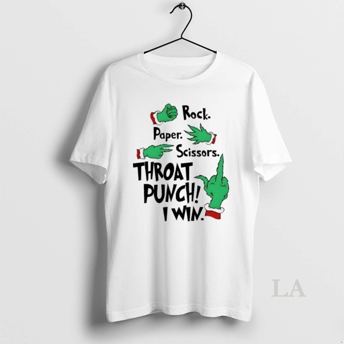 Original Grinch Hand Rock Paper Scissors Throat Punch I Win Christmas T-Shirts, Hoodie, Sweatshirt | AU01DripNestTees.com