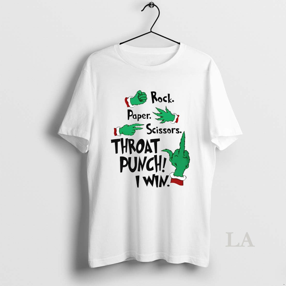 Original Grinch Hand Rock Paper Scissors Throat Punch I Win Circle T-Shirts, Hoodie, Sweatshirt | AU01DripNestTees.com