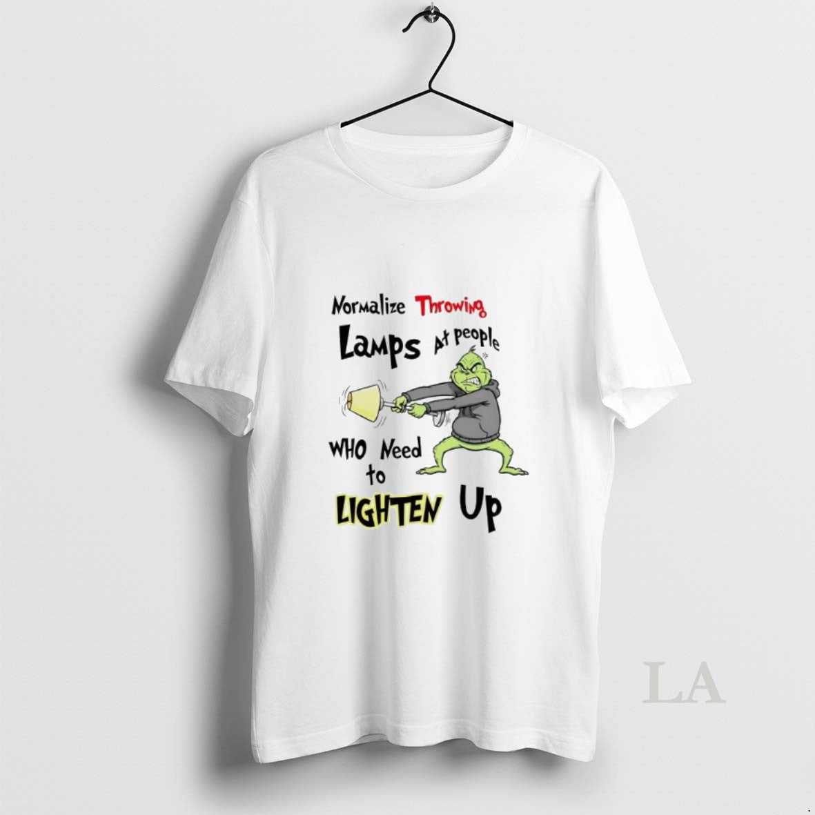 Original Grinch Normalize Throwing Lamps At People Who Need Lighten Up T-Shirts, Hoodie, Sweatshirt | AU01DripNestTees.com