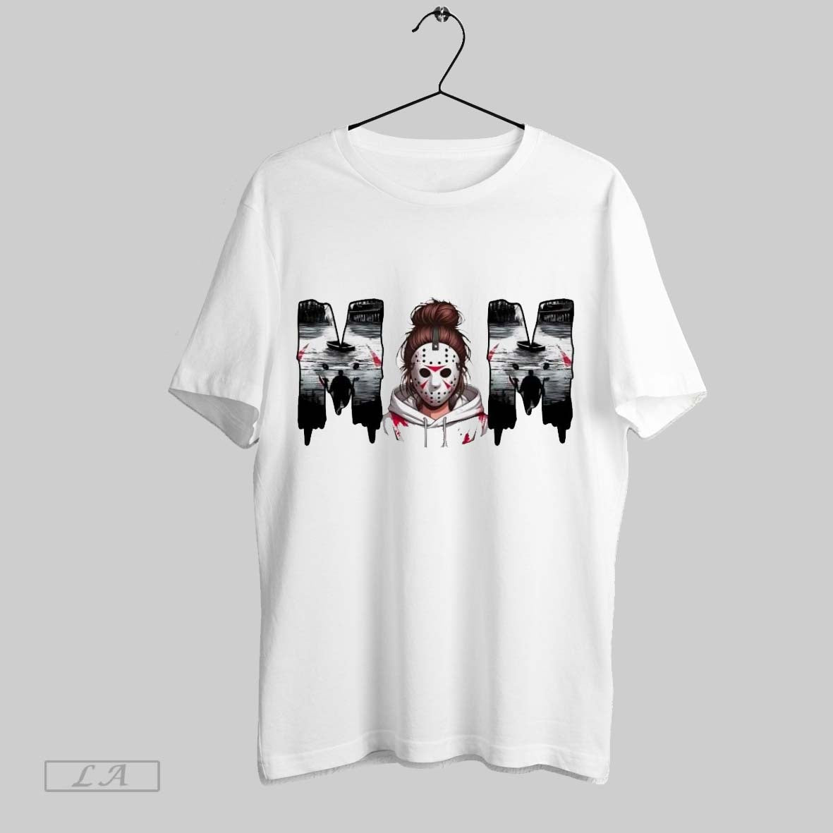 Original Horror Movies Mom Messy Bun Halloween Ladies