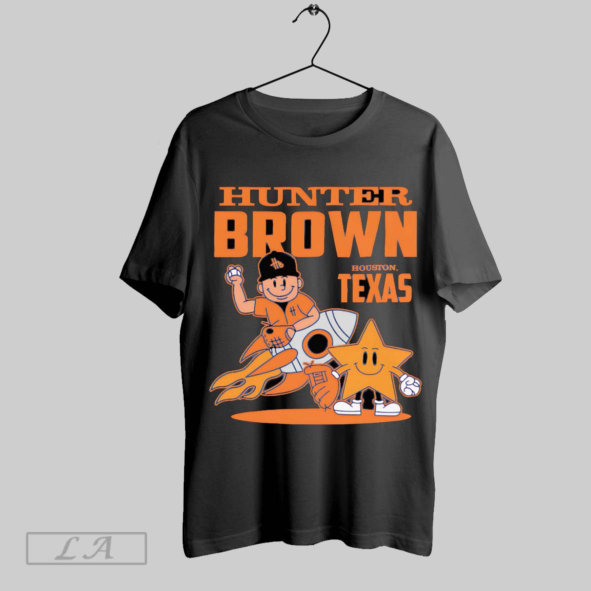 Original Hunter Brown Houston Texas Summer Cartoon Baseball