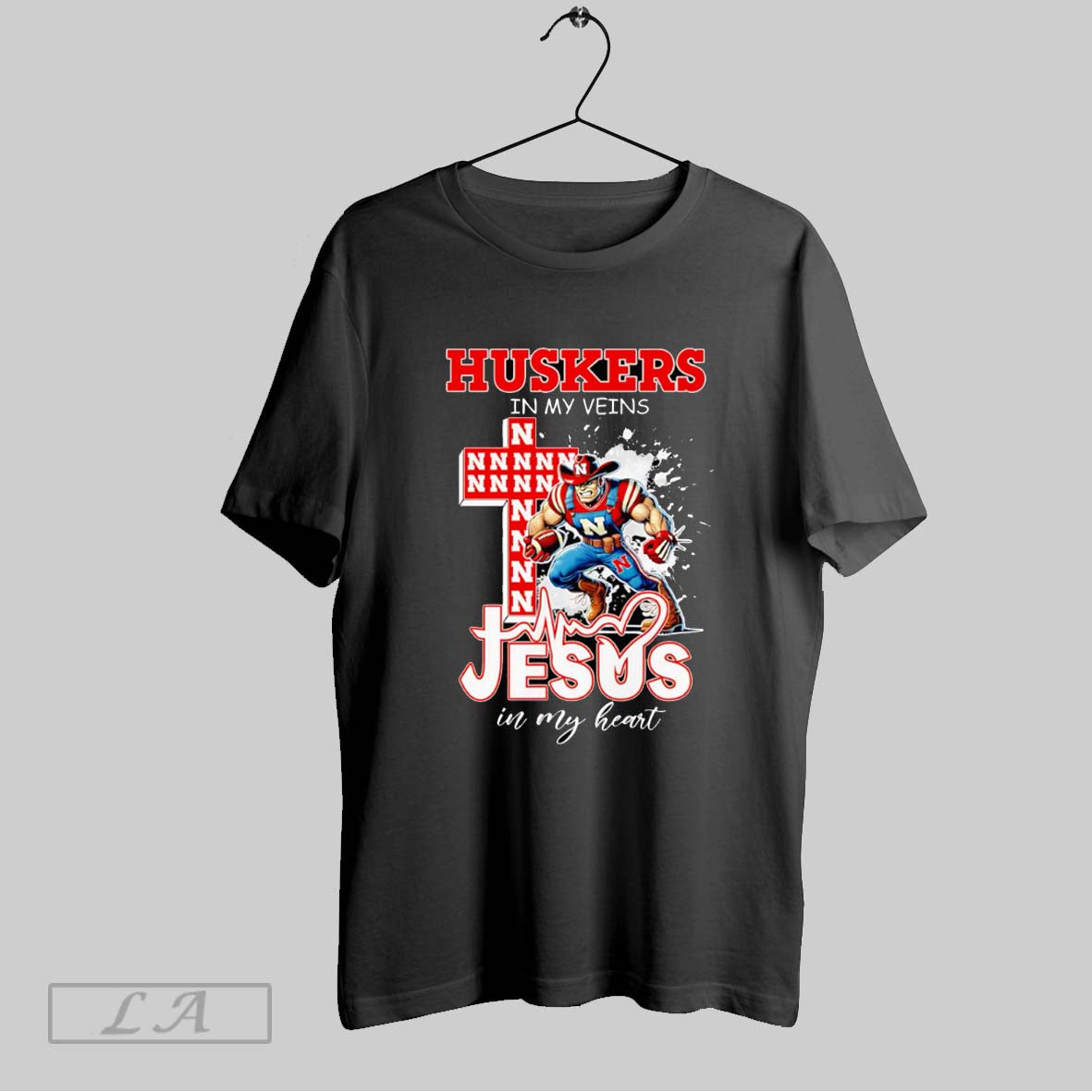 Original Huskers In My Veins Jesus In My Heart Mascot