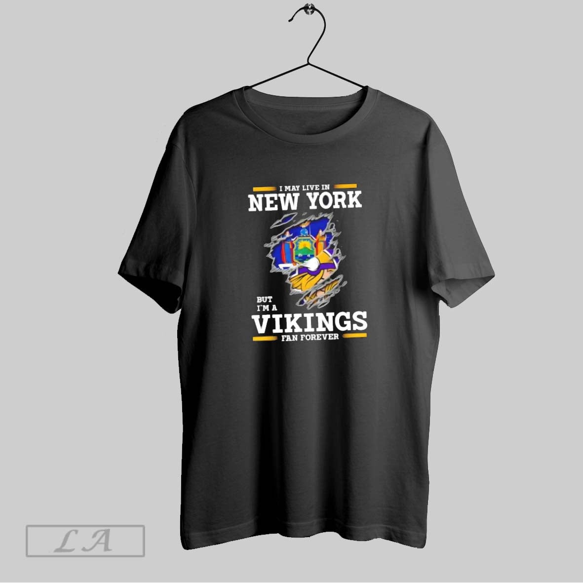 Original I May Live In New York But Im A Minnesota Vikings Fan Forever