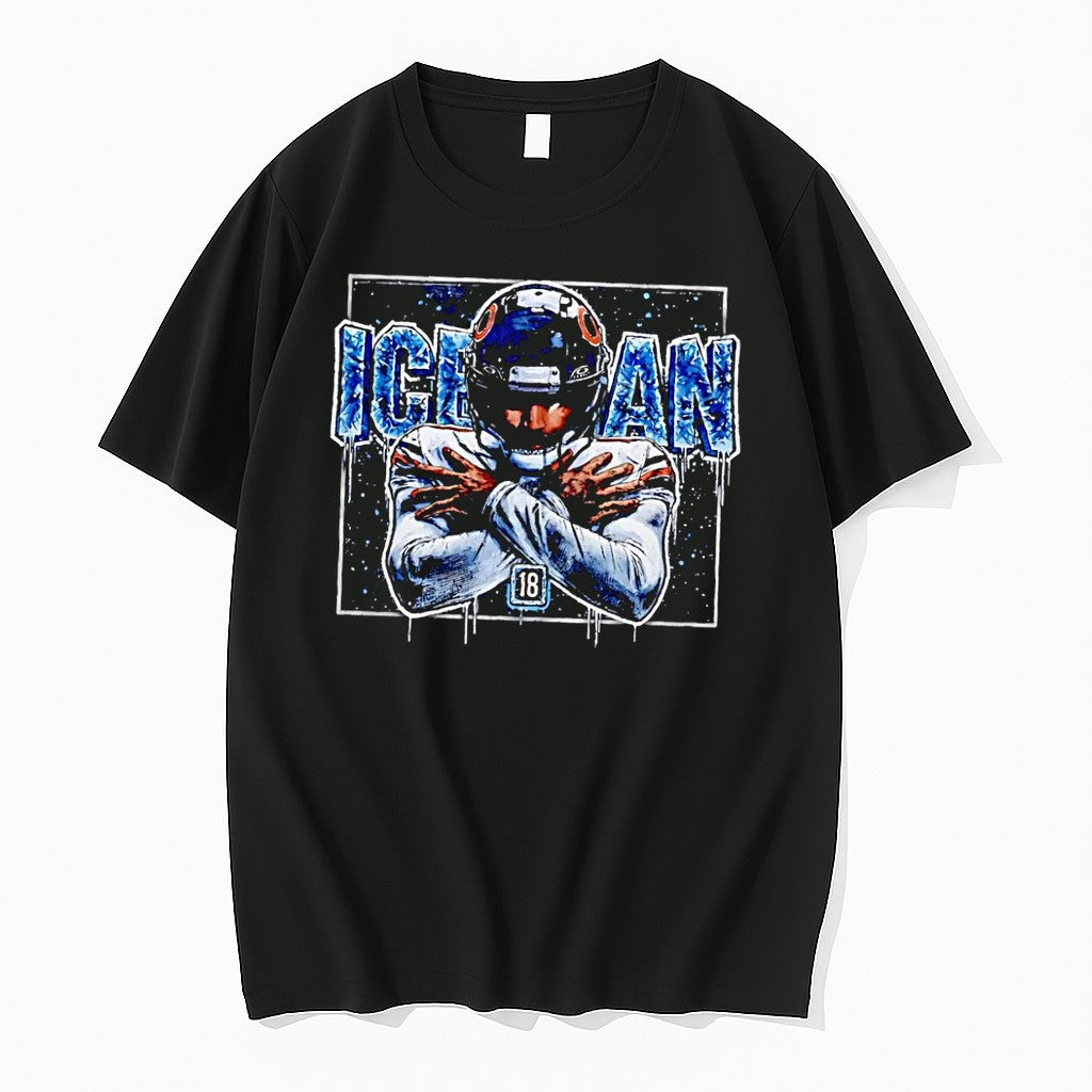 Original Iceman Chicago Bears Football Player Crossing Arms 18 Chicago Bears Black Tshirts