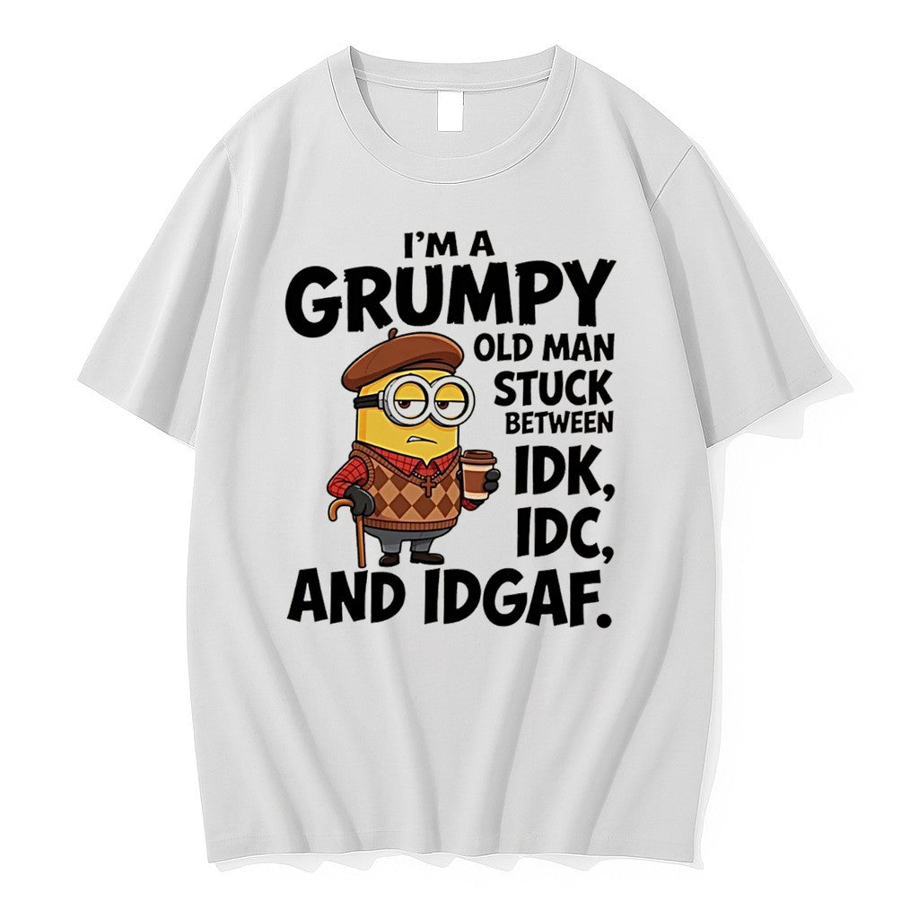 Original Im A Grumpy Old Man Stuck Between Idk Idc And Idgaf Minion Tee Tshirts
