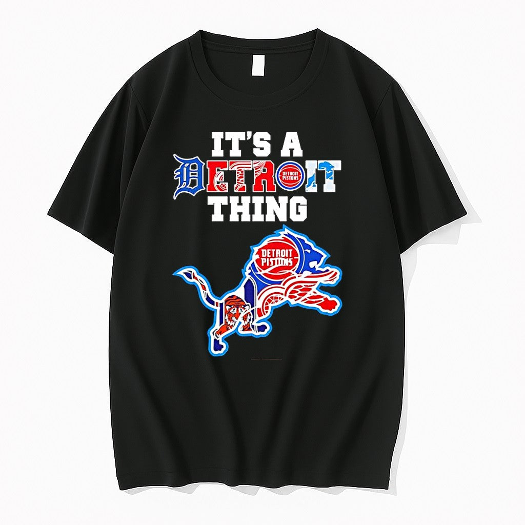 Original Its A Detroit Thing Detroit Tigers Pistons Red Wings Lions Mashup Logo Tshirts