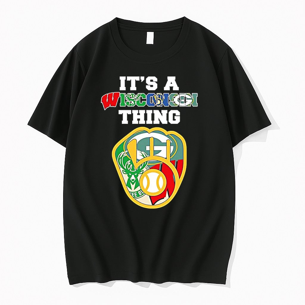 Original Its A Wisconsin Thing Packers Bucks Brewers Badgers Sports Team Logo Mashup Tshirts
