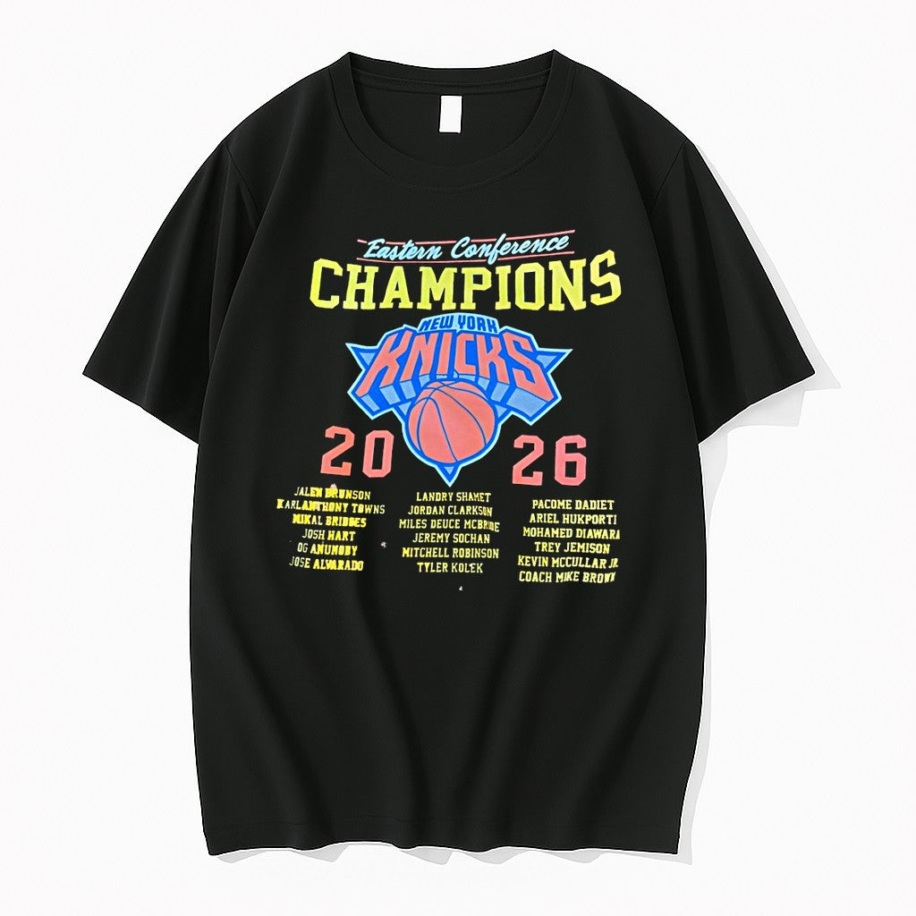 Original Jalen Brunson Karl Anthony Towns New York Knicks 2026 Eastern Conference Champions Logo Tshirts