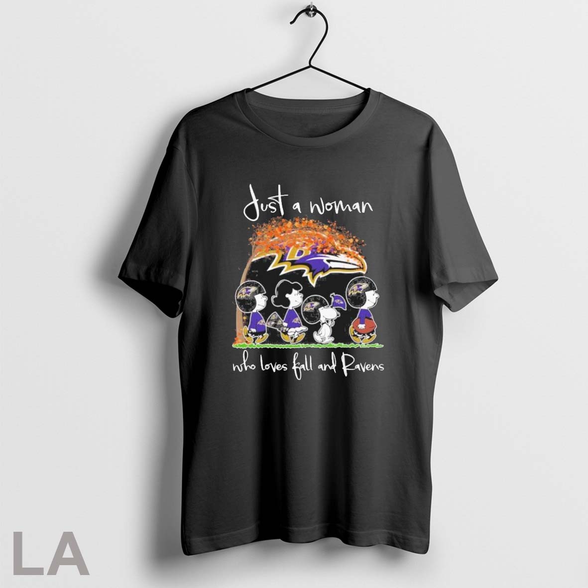 Original Just A Woman Who Loves Fall And Baltimore Ravens X The Peanuts Walking