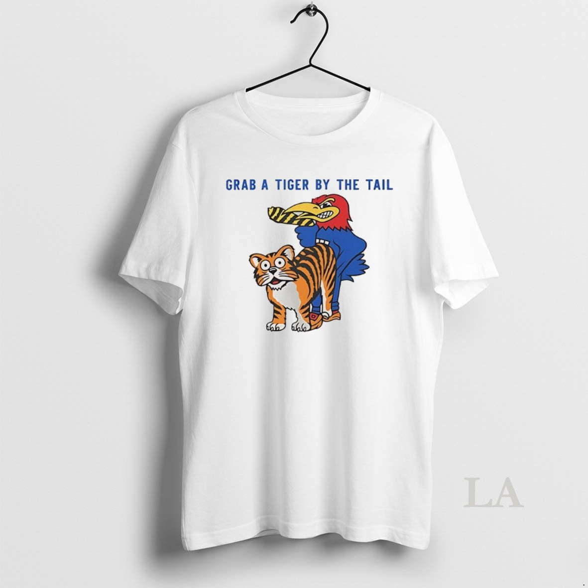 Original Kansas Jayhawks Vs Missouri Tigers Rivalry Grab A Tiger By The Tail Mascot T-Shirts, Hoodie, Sweatshirt