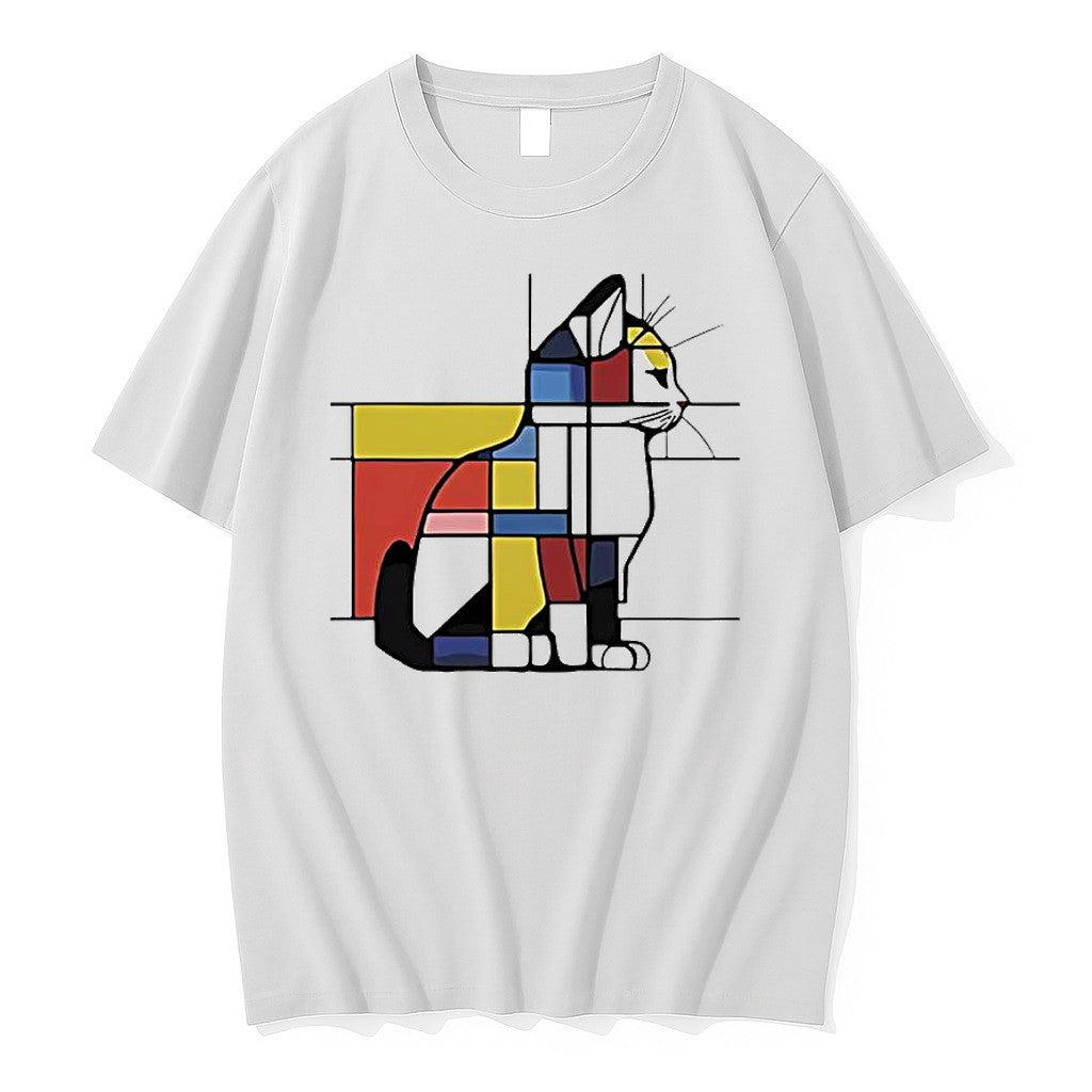 Original Mondrian Style Geometric Cat Tshirts Jpg