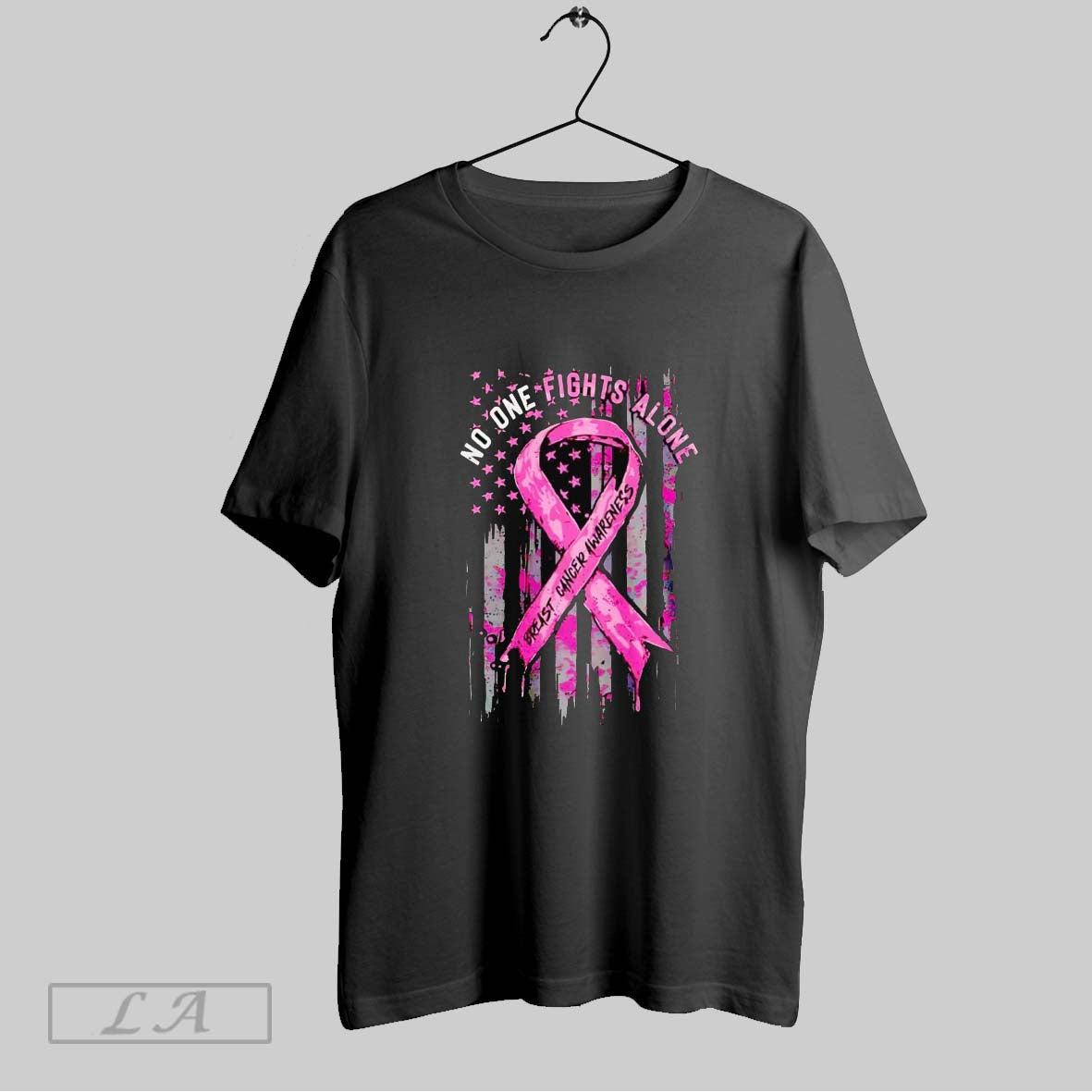 Original No One Fights Alone Breast Cancer Awareness Us Flag