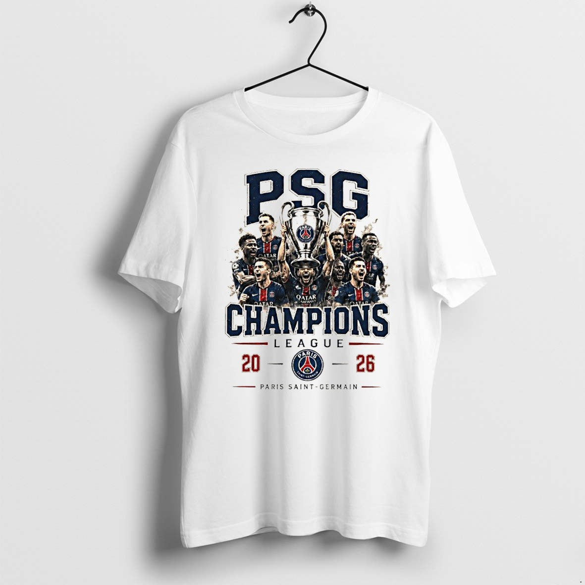 Original Paris Saint Germain Ucl Champions Football Psg Trophy Tshirts Jpg