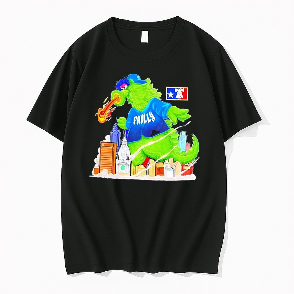 Original Philadelphia Phillies Phanatic Mascot X Godzilla Black Tshirts Jpg