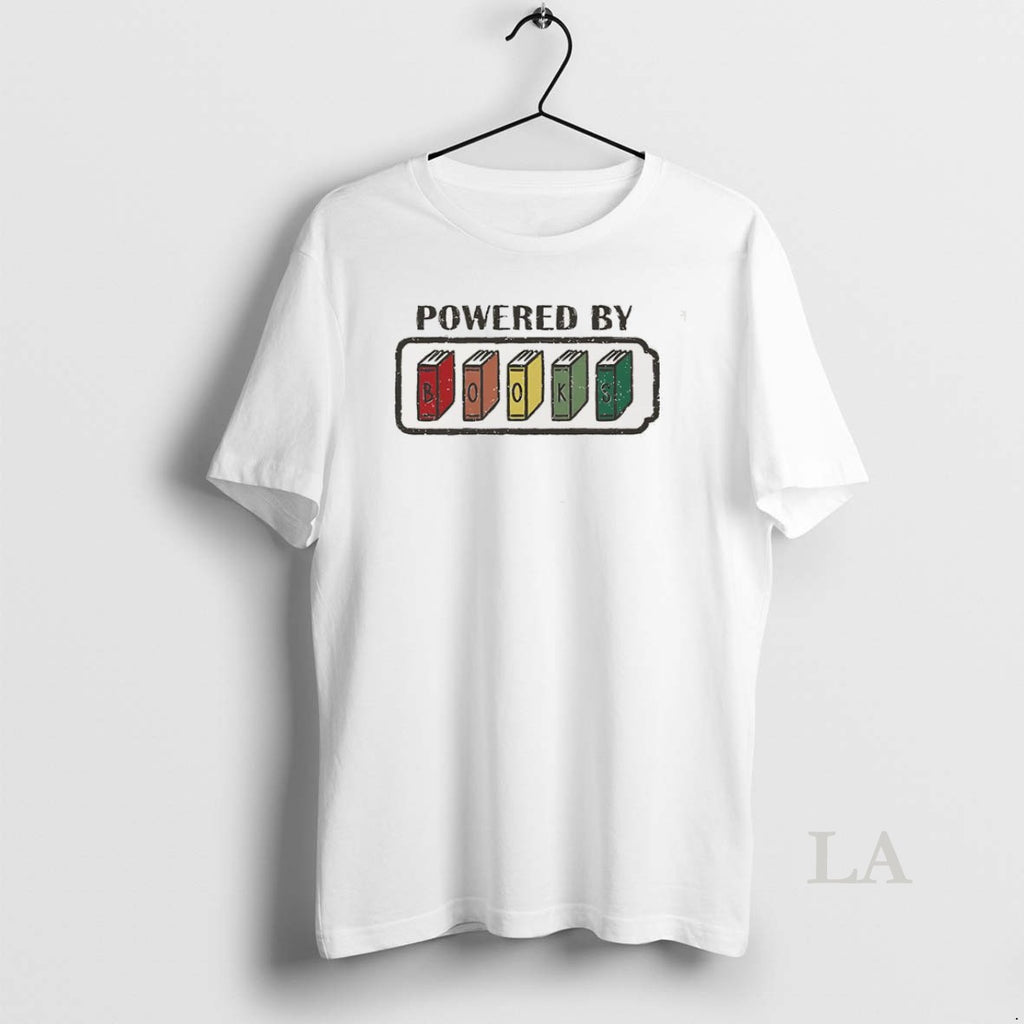 Original Powered By Books Fully Charged Power Of Knowledge T-Shirts, Hoodie, Sweatshirt | AU01DripNestTees.com