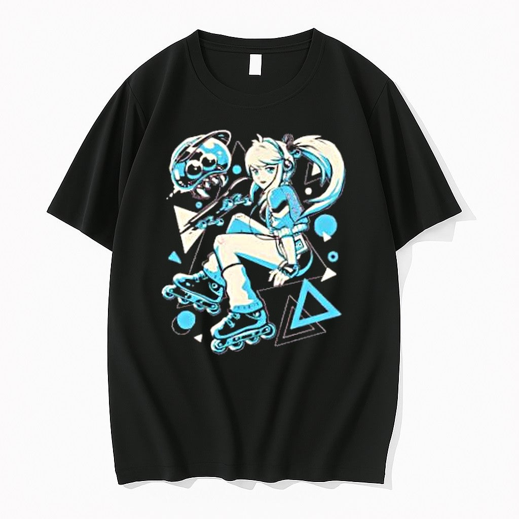Original Samus Aran Metroid Rollerblades Skateboard Tshirts Jpg