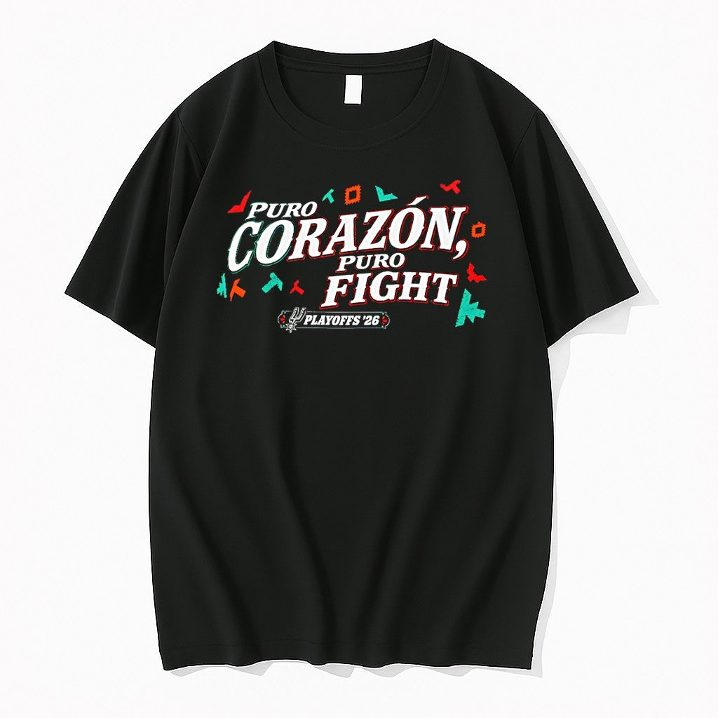 Original San Antonio Spurs Basketball Puro Corazon Puro Fight Playoff 2026 Tshirts