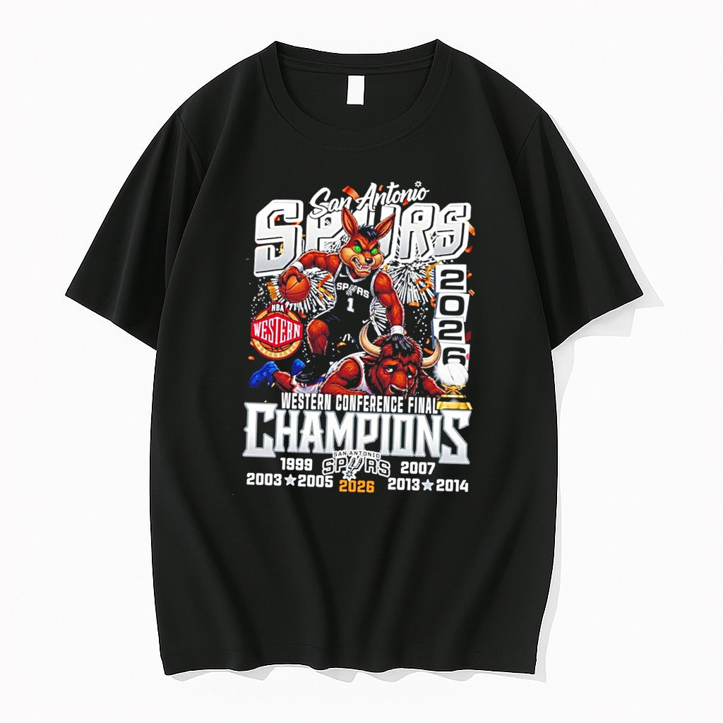 Original San Antonio Spurs Basketball Western Conference Finals Champions 2026 Mascot Tee Tshirts