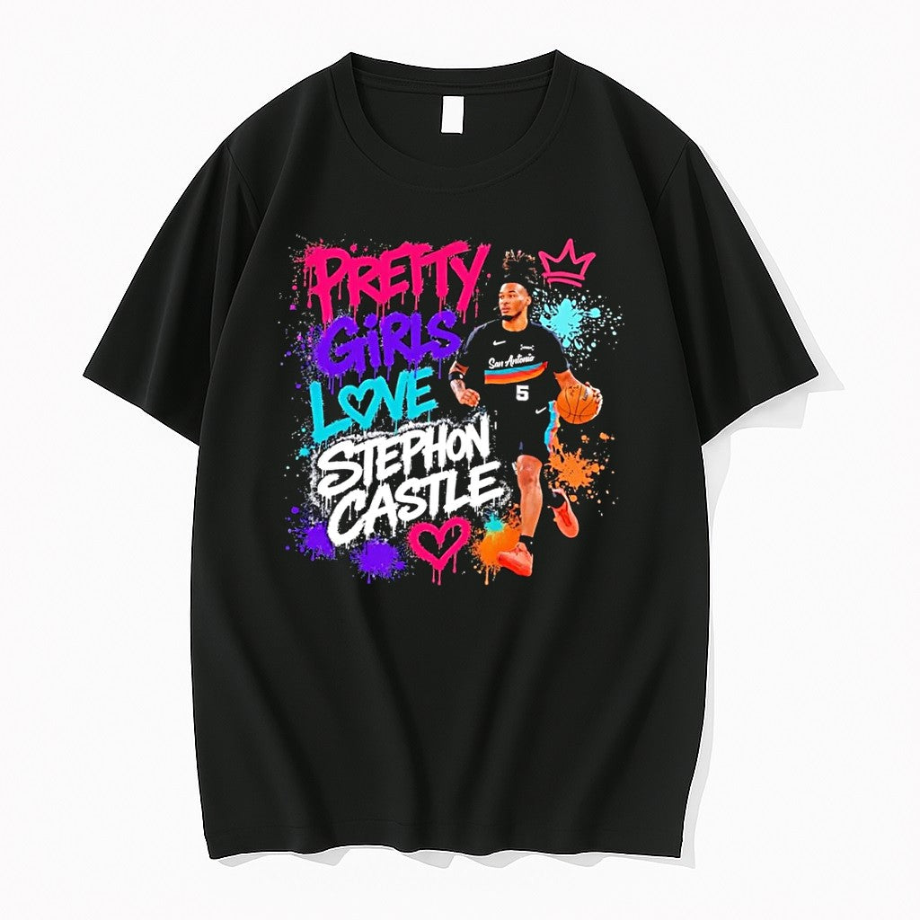 Original San Antonio Spurs Fan Apparel Pretty Girls Love Stephon Castle Black Tshirts