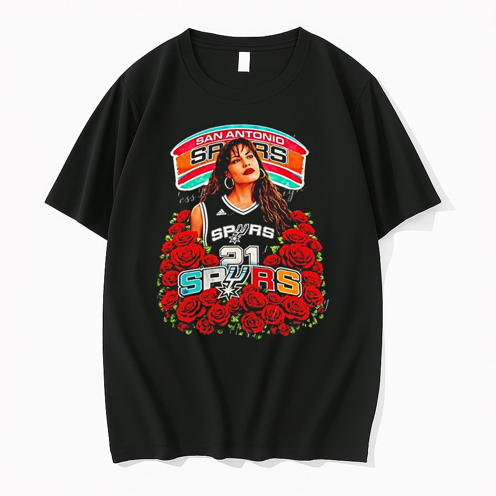 Original Selena San Antonio Spurs Basketball Go Spurs Go Roses Tshirts Jpg