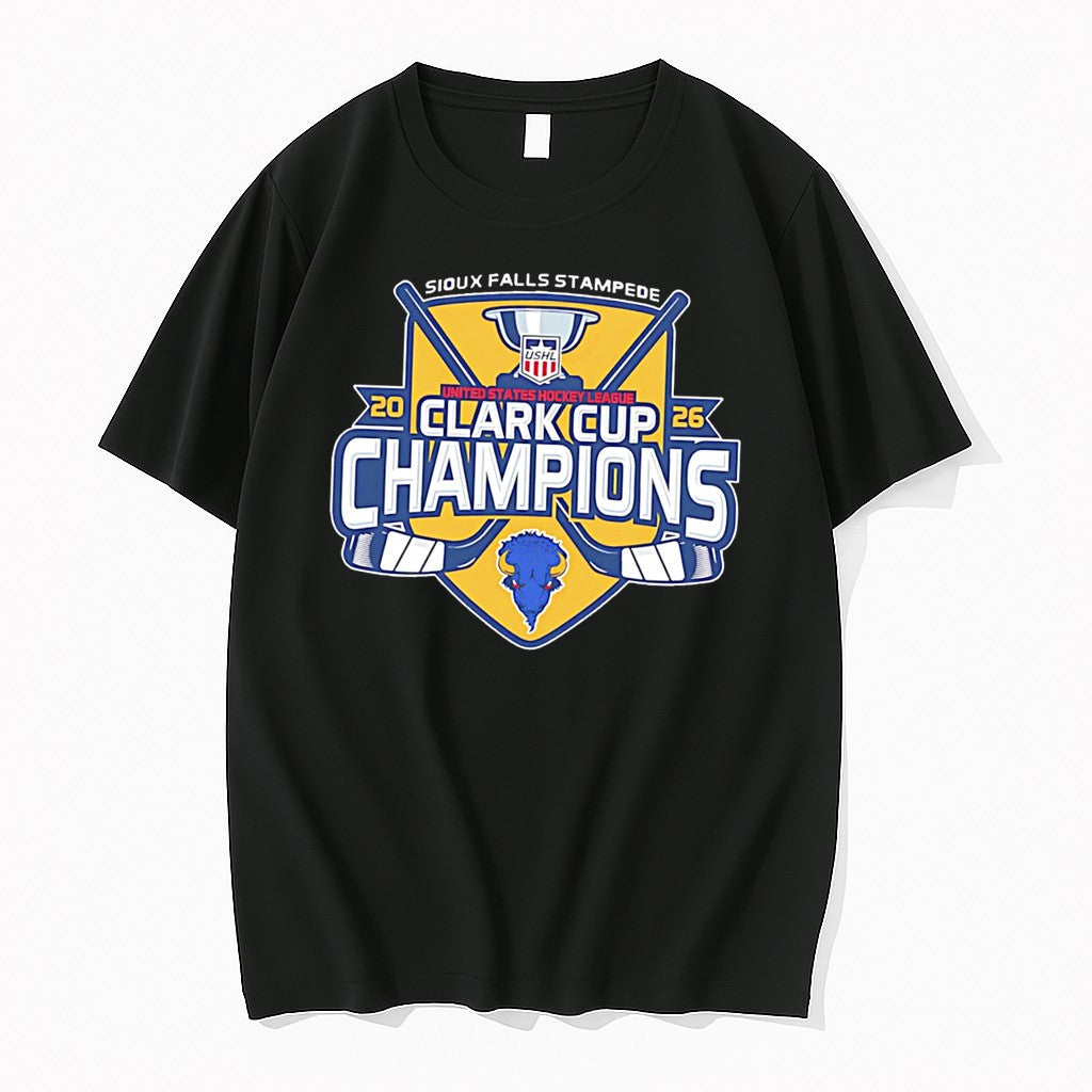 Original Sioux Falls Stampede 2026 Clark Cup Champions Gold Rush Tee Tshirts