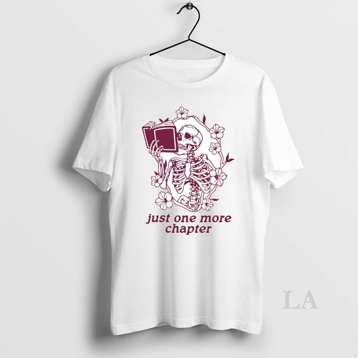 Original Skeleton Flower Reading Book Just One More Chapter T-Shirts, Hoodie, Sweatshirt | AU01DripNestTees.com
