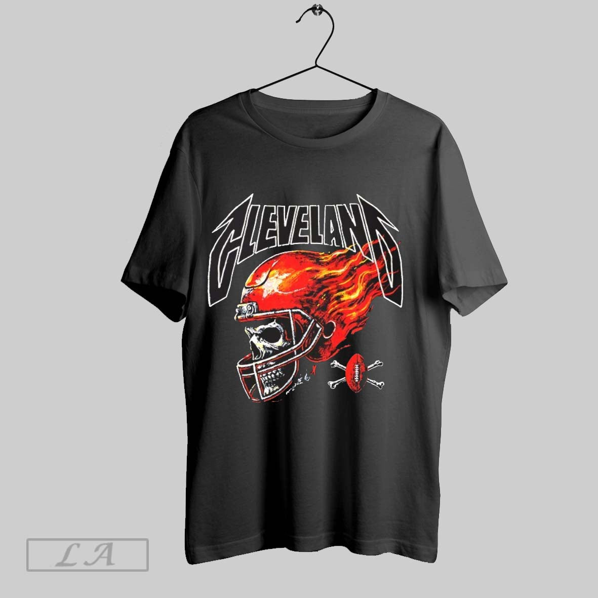 Original Skull Flames Cleveland Browns Football Helmet V Neck