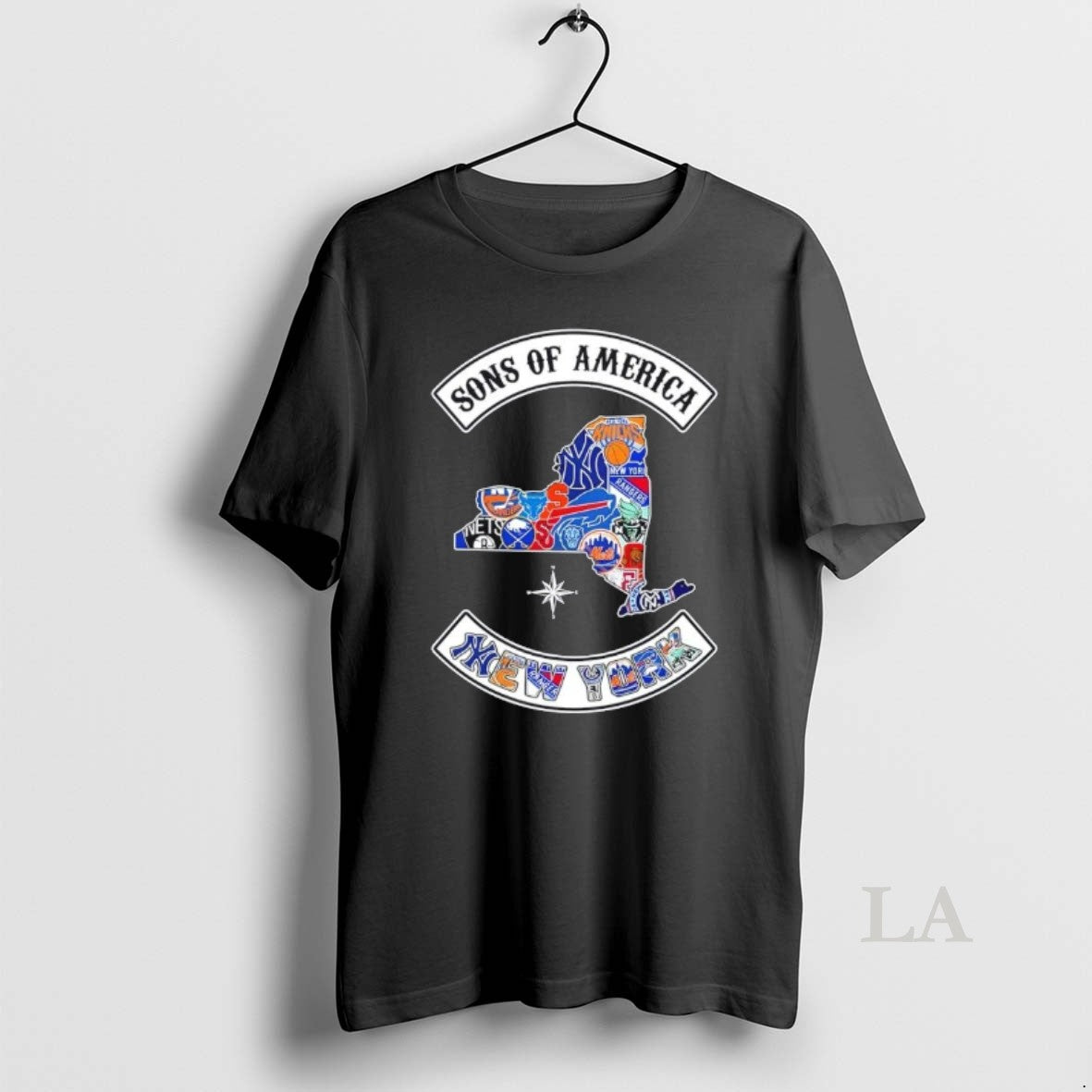Original Son Of America New York Map Sports Logos Combine T-Shirts, Hoodie, Sweatshirt | AU01DripNestTees.com