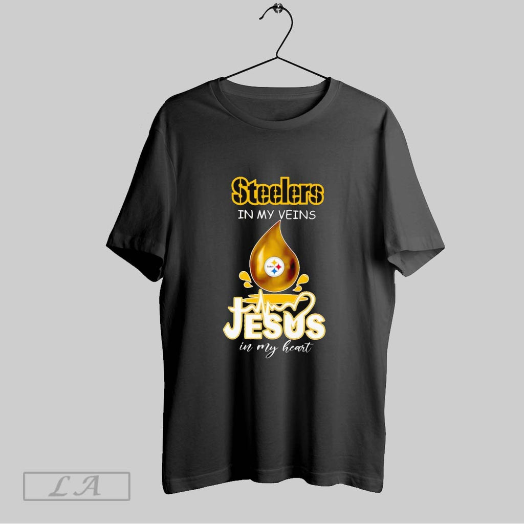 Original Steelers In My Veins Jesus In My Heart Drop Blood