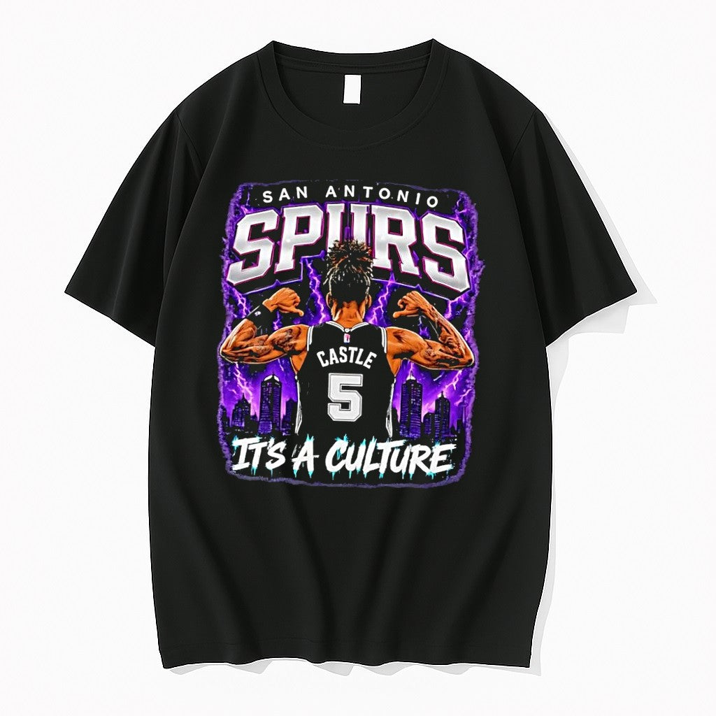 Original Stephon Castle Back Pose San Antonio Spurs Its A Culture Black Tshirts