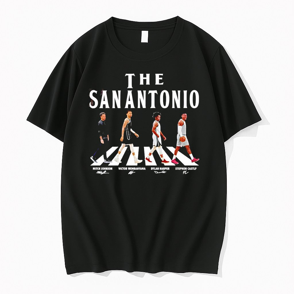 Original The San Antonio Walking Signatures Wembanyama Castle Harper Tshirts