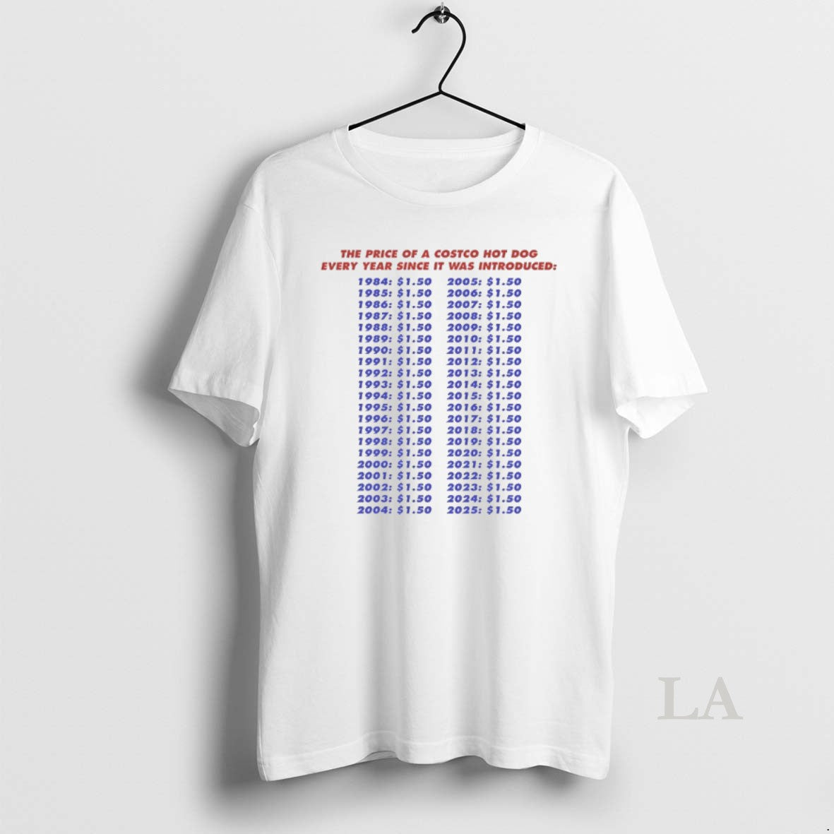 Original The Price Of A Costco Hot Dog Every Year Since It Was Introduced T-Shirts, Hoodie, Sweatshirt | AU01DripNestTees.com