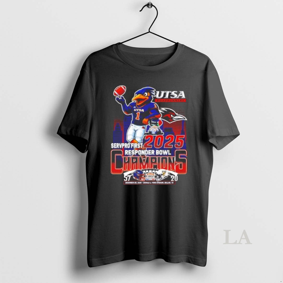 Original Utsa Roadrunners 2025 Responder Bowl Champions Mascot Skyline T-Shirts, Hoodie, Sweatshirt | AU01DripNestTees.com
