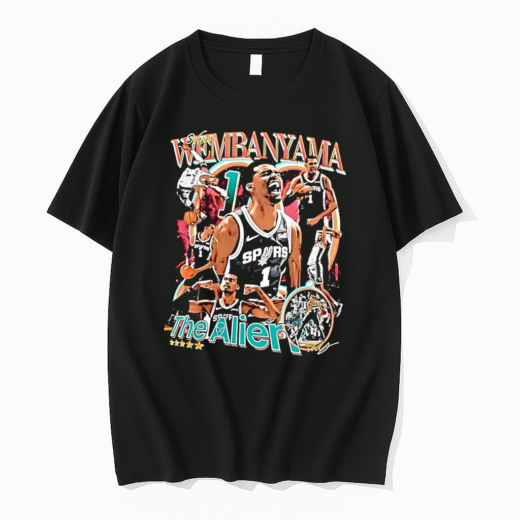 Original Victor Wembanyama The Alien San Antonio Spurs Black Tshirts Jpg