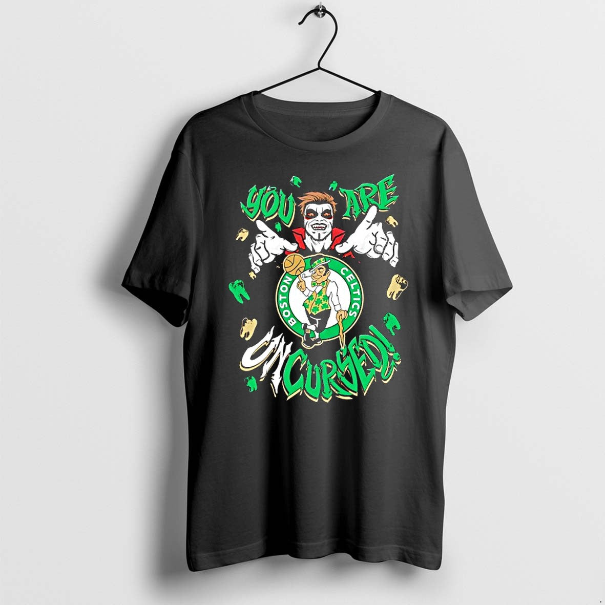 Original Wwe Drops Danhausen X Boston Celtics You Are Uncursed Vampire Horror Tshirts