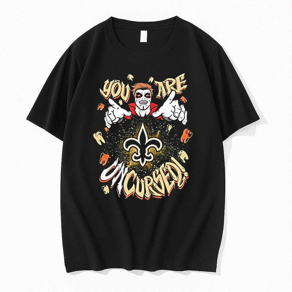 Original Wwe Drops Danhausen X New Orleans Saints You Are Uncursed Teeth Tshirts