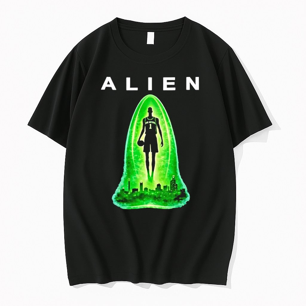 Original Wemby Alien Abduction Victor Wembanyama San Antonio Skyline Graphic Tshirts
