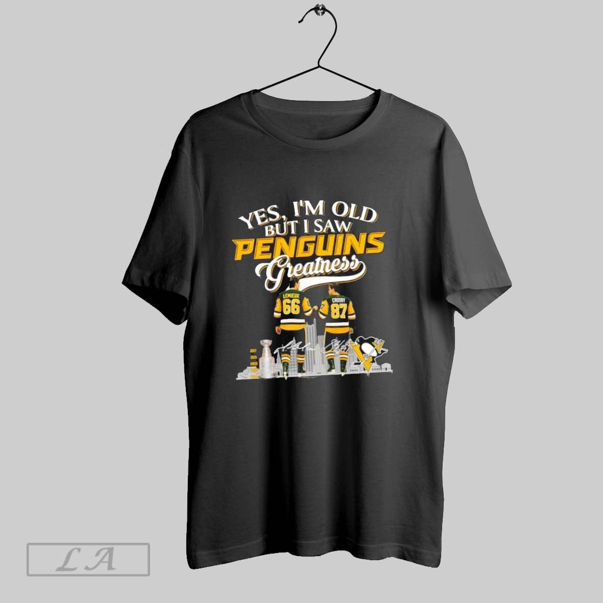 Original Yes Im Old But I Saw Pittsburgh Penguins Lemieux X Sidney Crosby Skyline