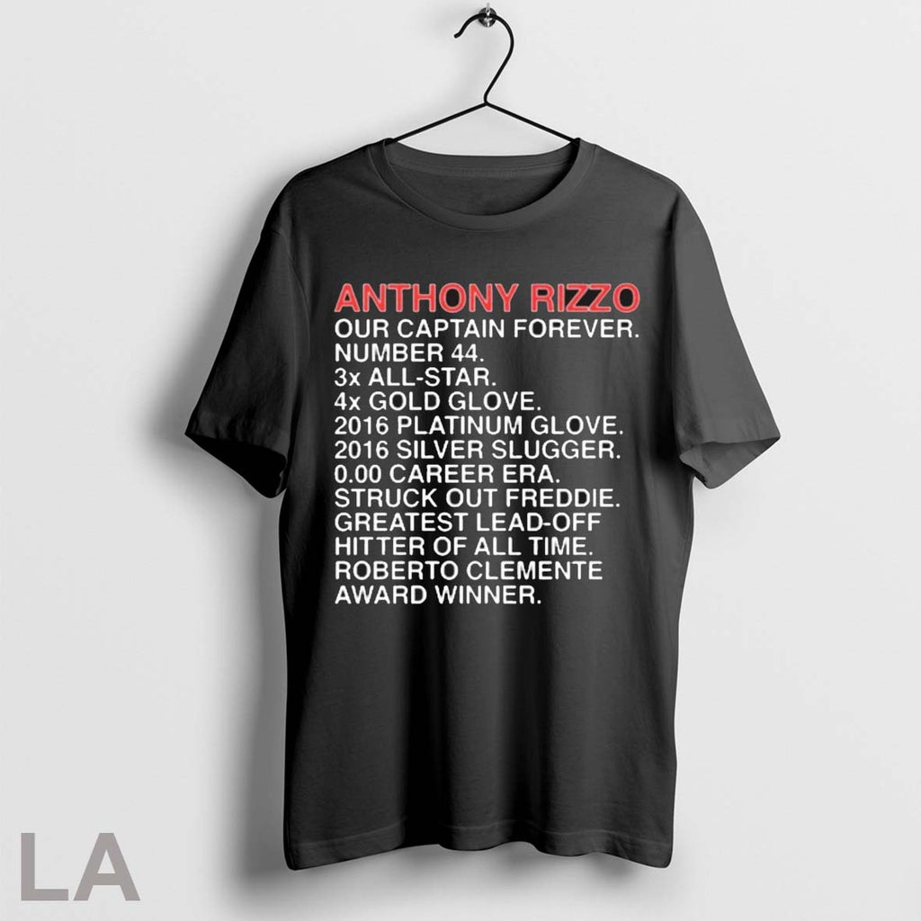 Orriginal Chicago Cubs Anthony Rizzo Our Captains Accomplishments Number 44 3x All Star 4x Gold