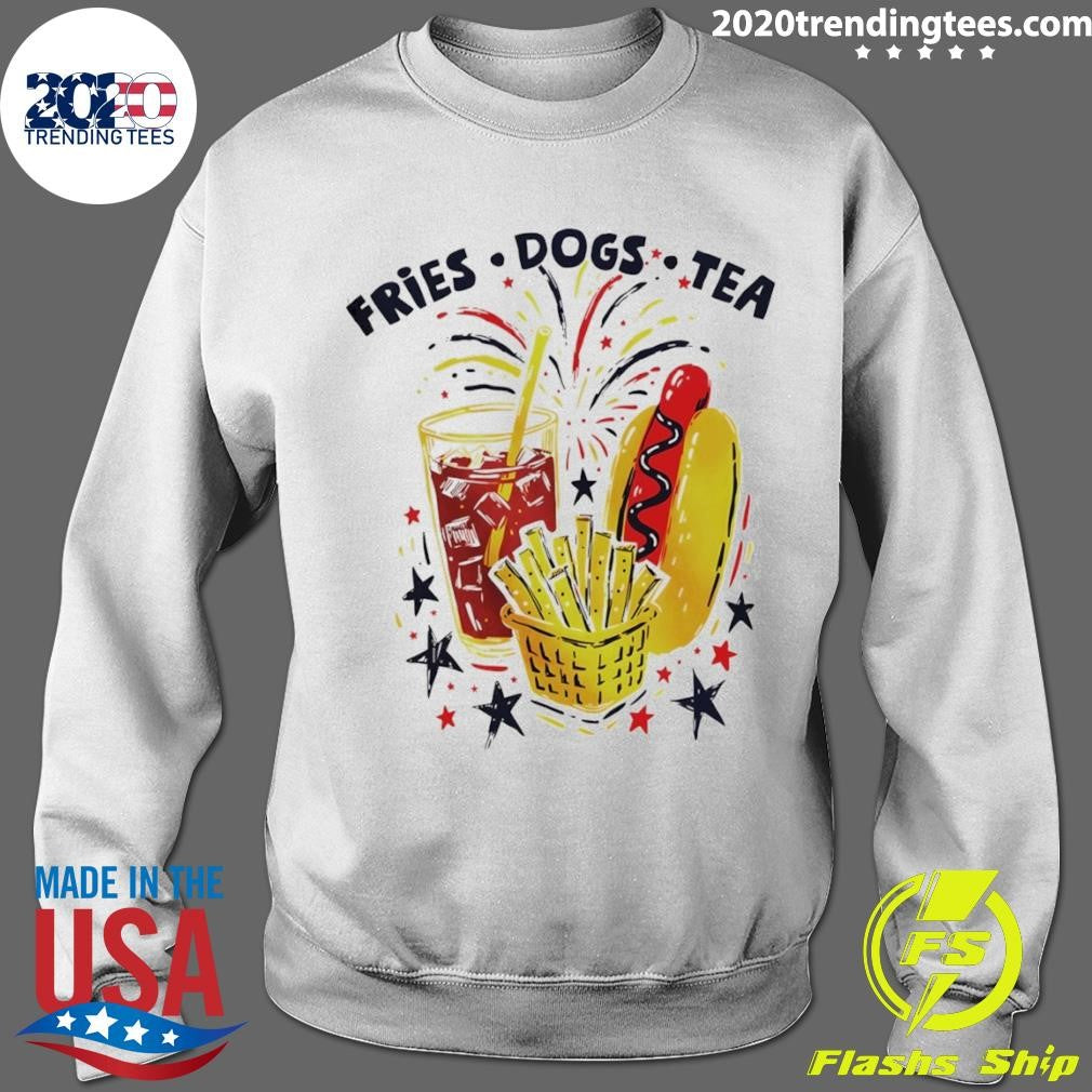 Patriotic Fries Dogs Tea Fourth Of July Fdt America 250th Anniversary Celebration Shirt