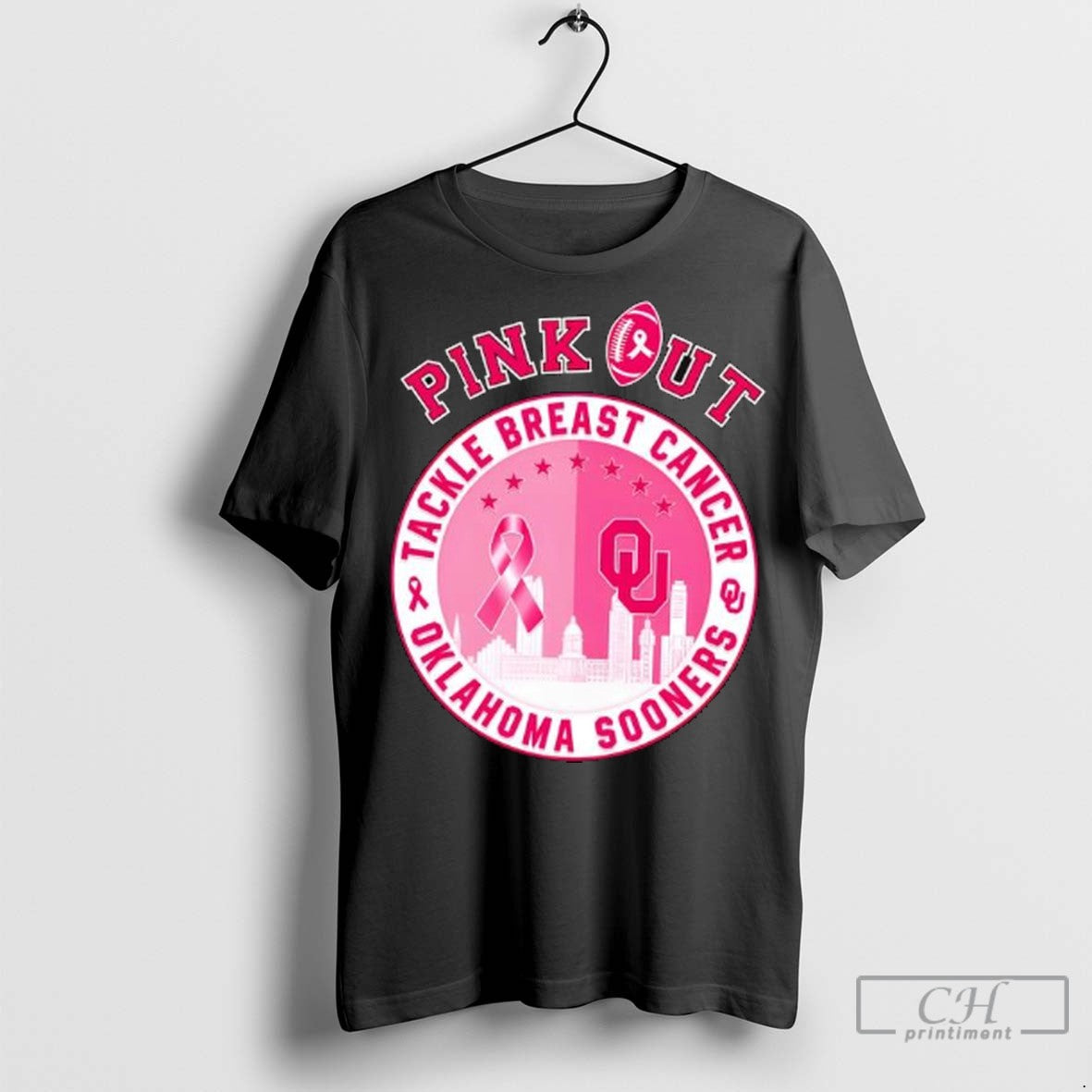 Pink Out Tackle Breast Cancer Oklahoma Sooners Logo T Shirt Jpg