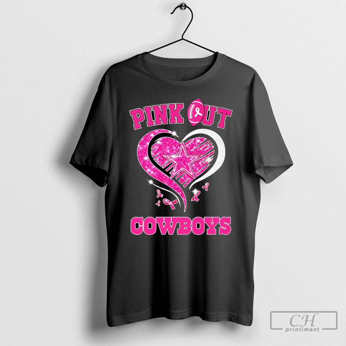 Pink Out Dallas Cowboys Breast Cancer Diamond Heart