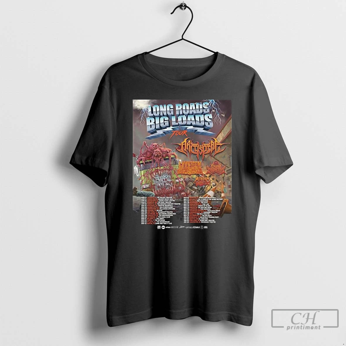 Premium Archspire Long Roads Big Loads Tour 2026 North American T-Shirts, Hoodie, Sweatshirt | AU01DripNestTees.com