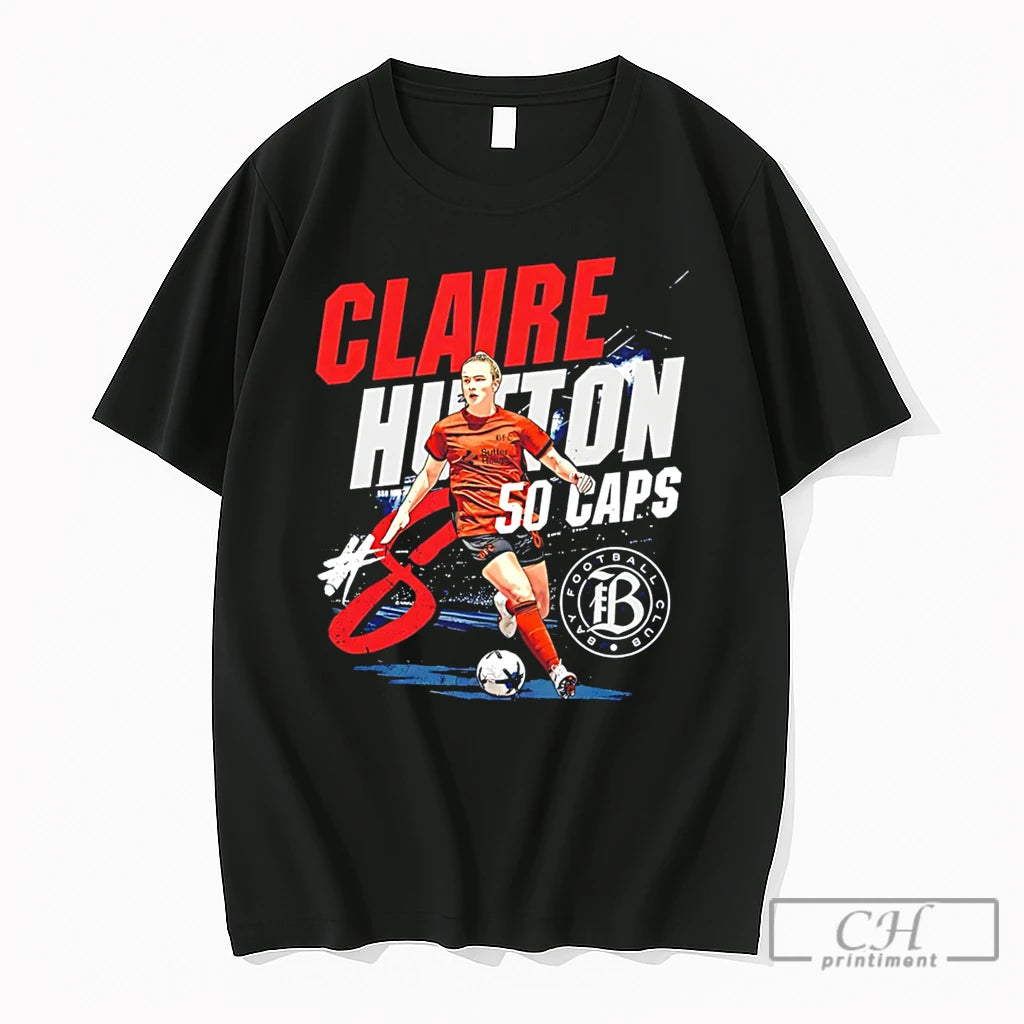 Premium Bay Football Club Claire Hutton 50 Caps Illustration Tee