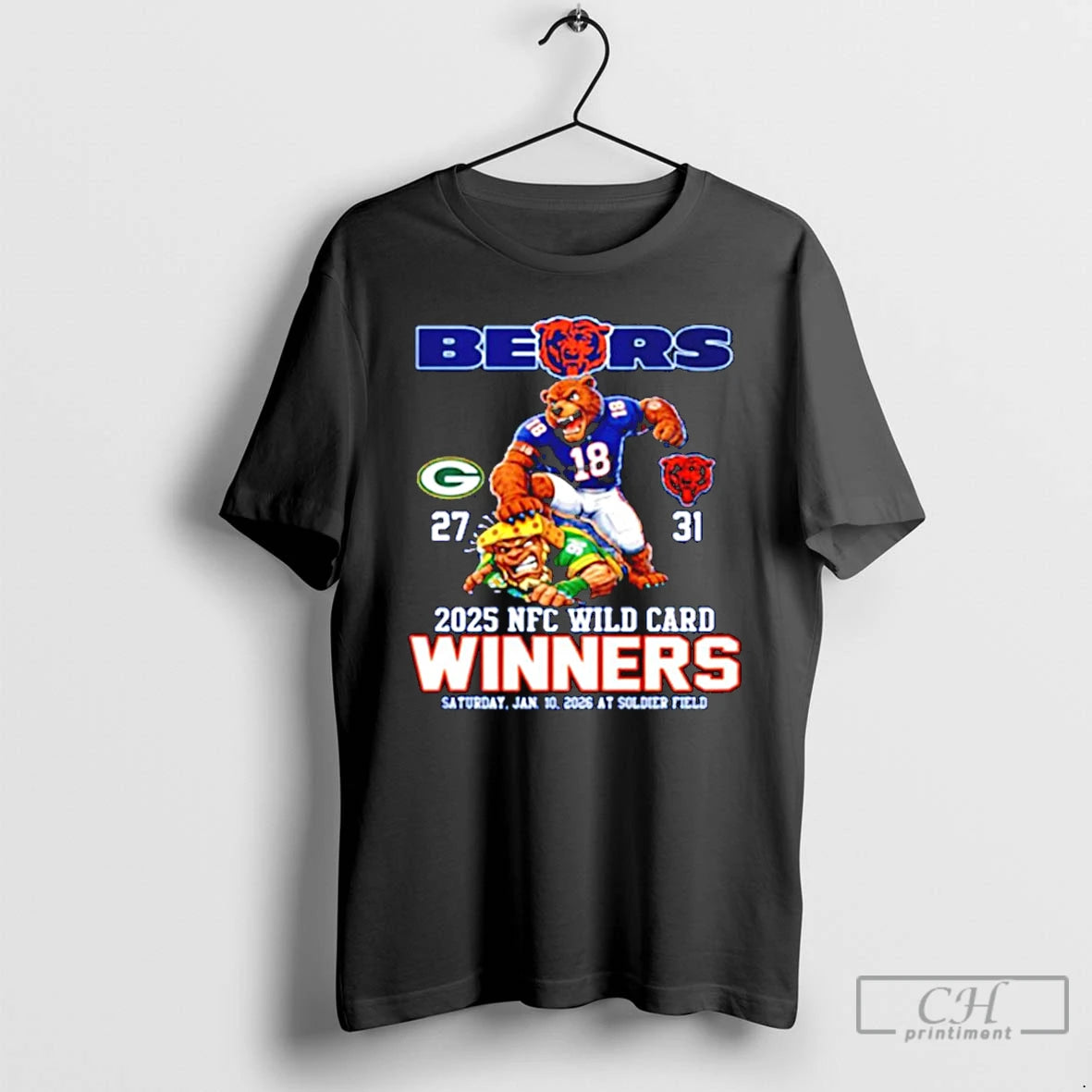 Premium Bears 2025 Nfc Wild Card Winners Mascot T-Shirts, Hoodie, Sweatshirt | AU01DripNestTees.com