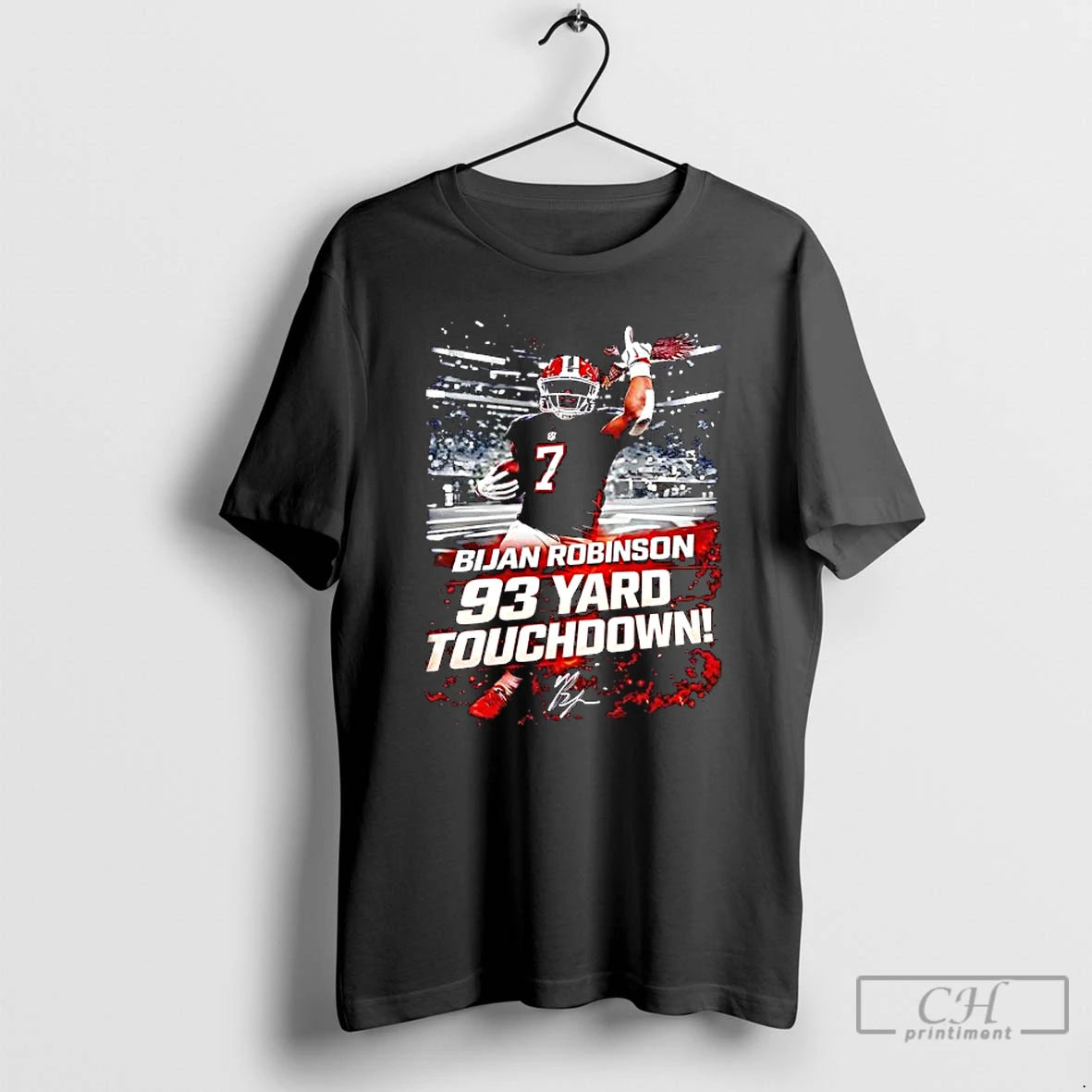 Premium Bijan Robinsons 93 Yard Touchdown Run Graphic T-Shirts, Hoodie, Sweatshirt | AU01DripNestTees.com