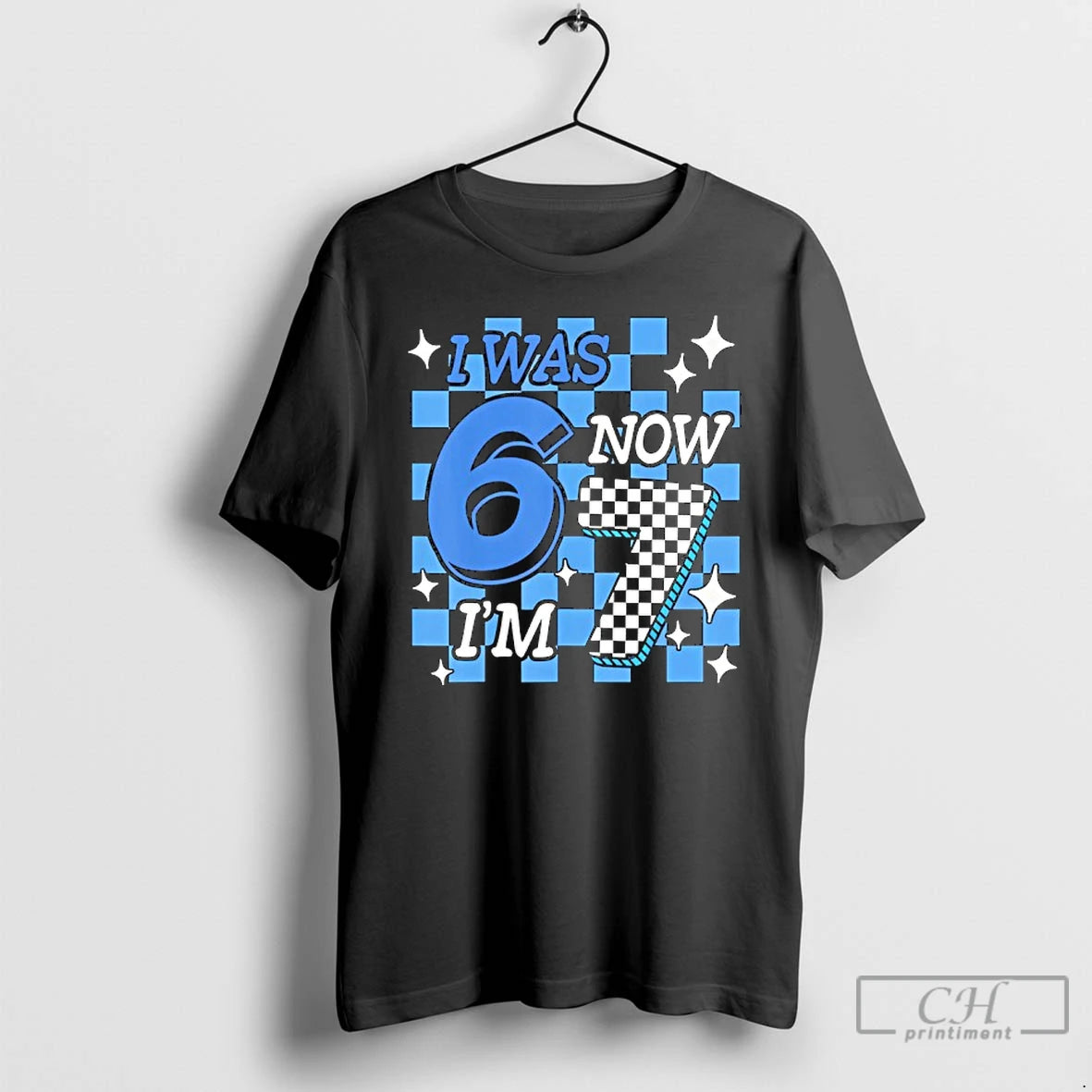 Premium Blue Checkered Birthday Boy I Was 6 Now Im 7 T-Shirts, Hoodie, Sweatshirt | AU01DripNestTees.com