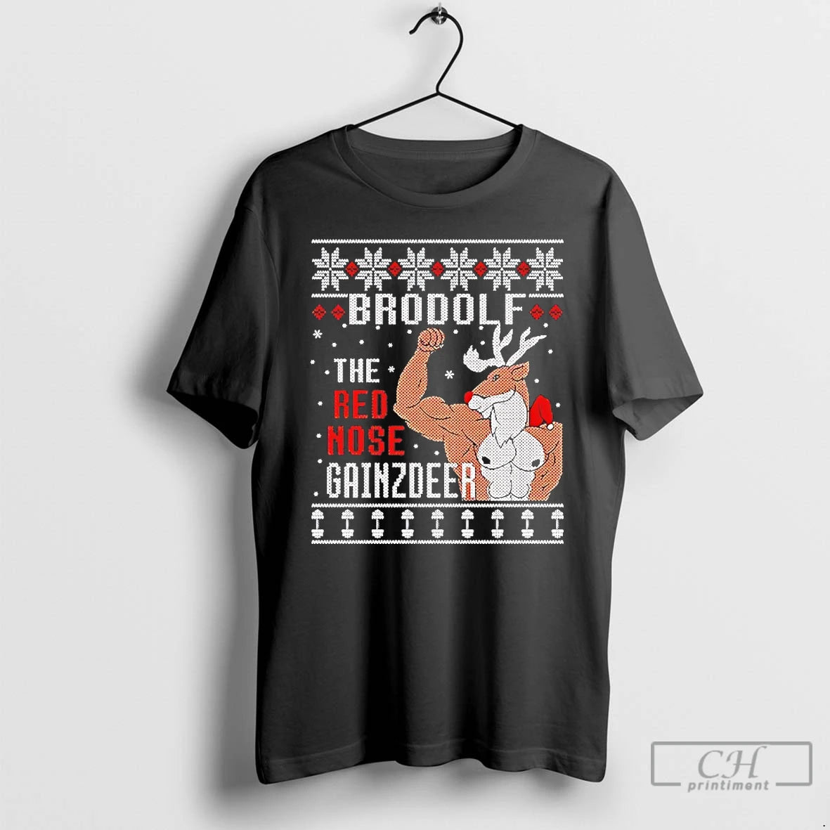 Premium Brodolf The Red Nose Gainzdeer Christmas T-Shirts, Hoodie, Sweatshirt | AU01DripNestTees.com