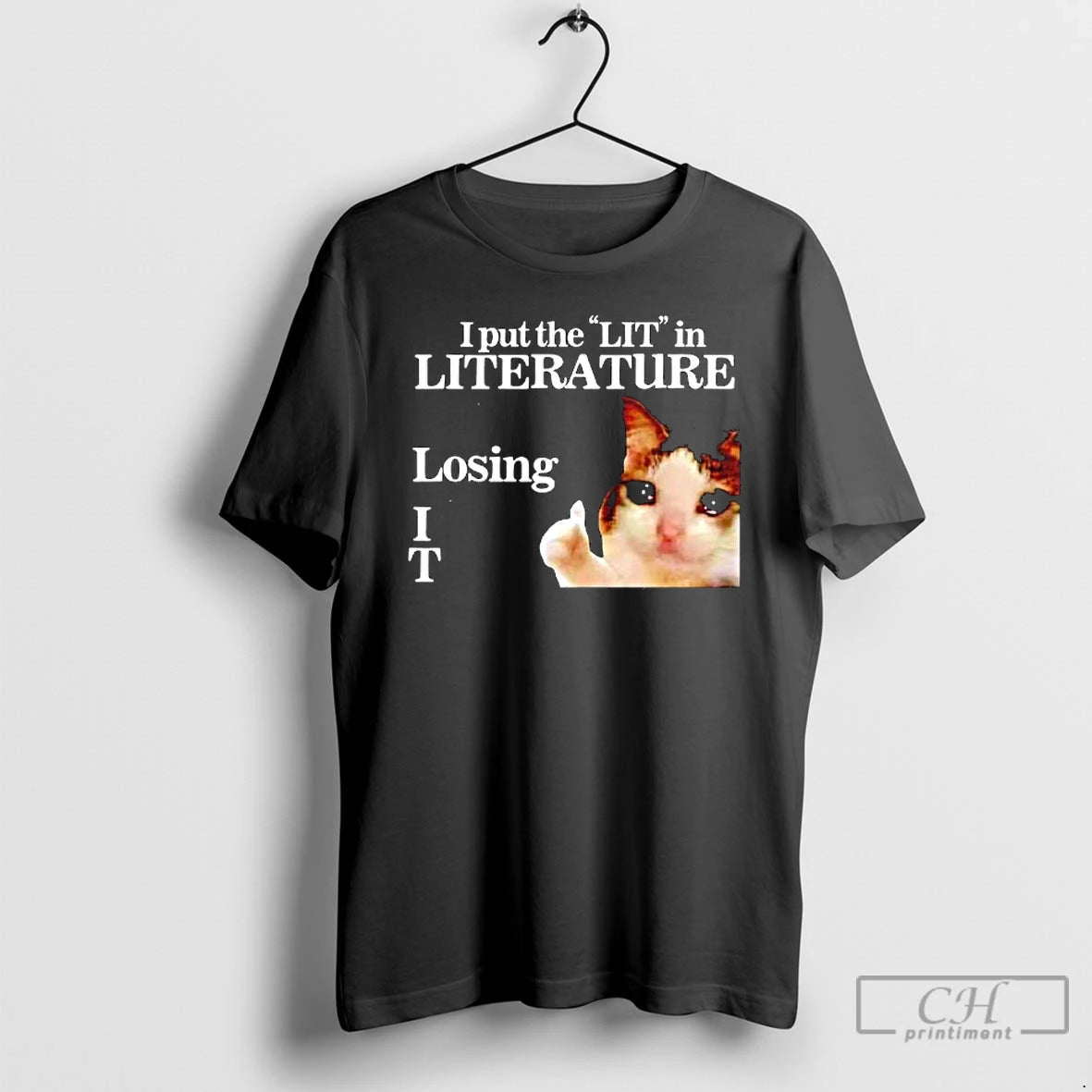 Premium Cat I Put The Lit In Literature Losing It Graphic T-Shirts, Hoodie, Sweatshirt | AU01DripNestTees.com
