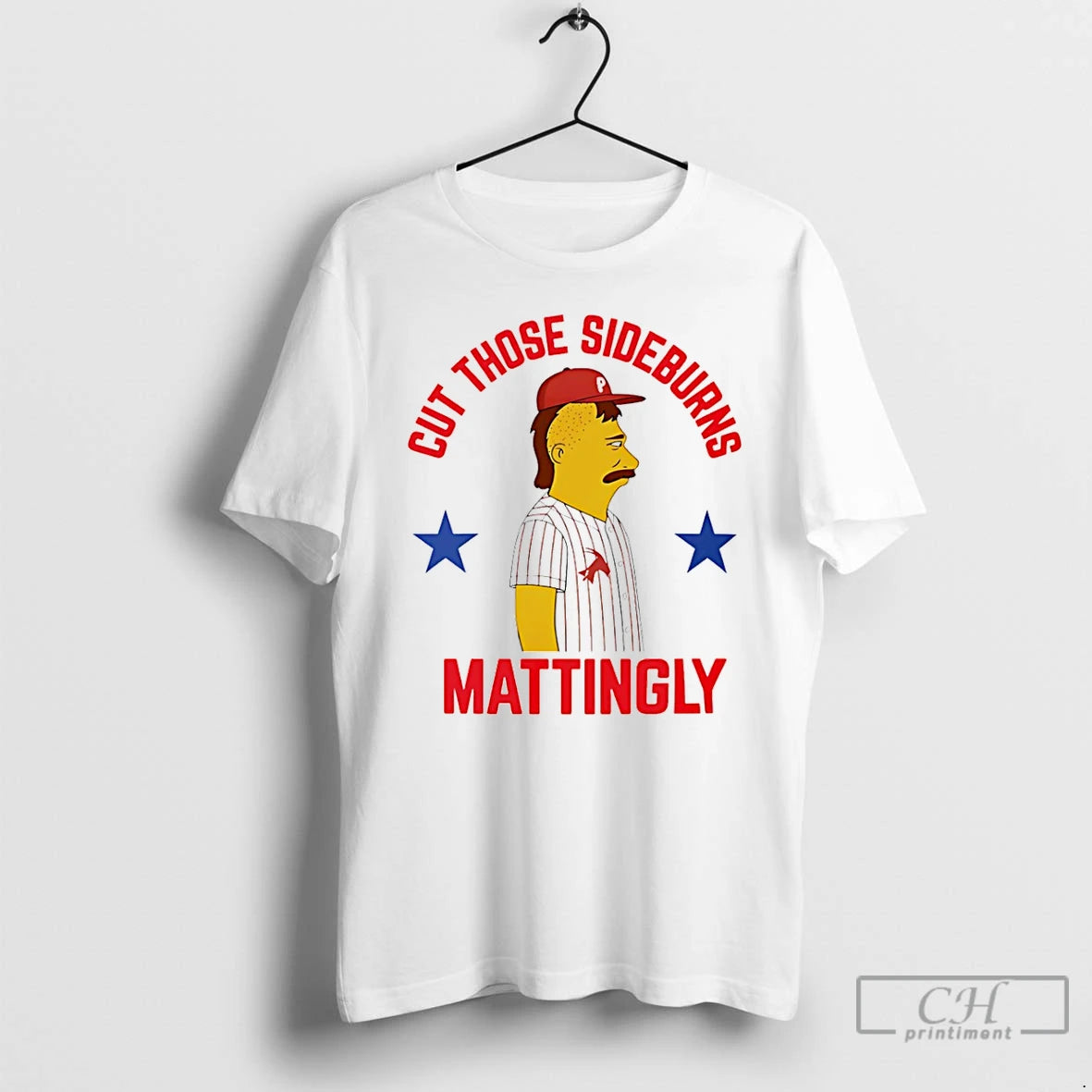 Premium Cut Those Donnie Sideburns Mattingly Philadelphia Phillies Simpsons T-Shirts, Hoodie, Sweatshirt